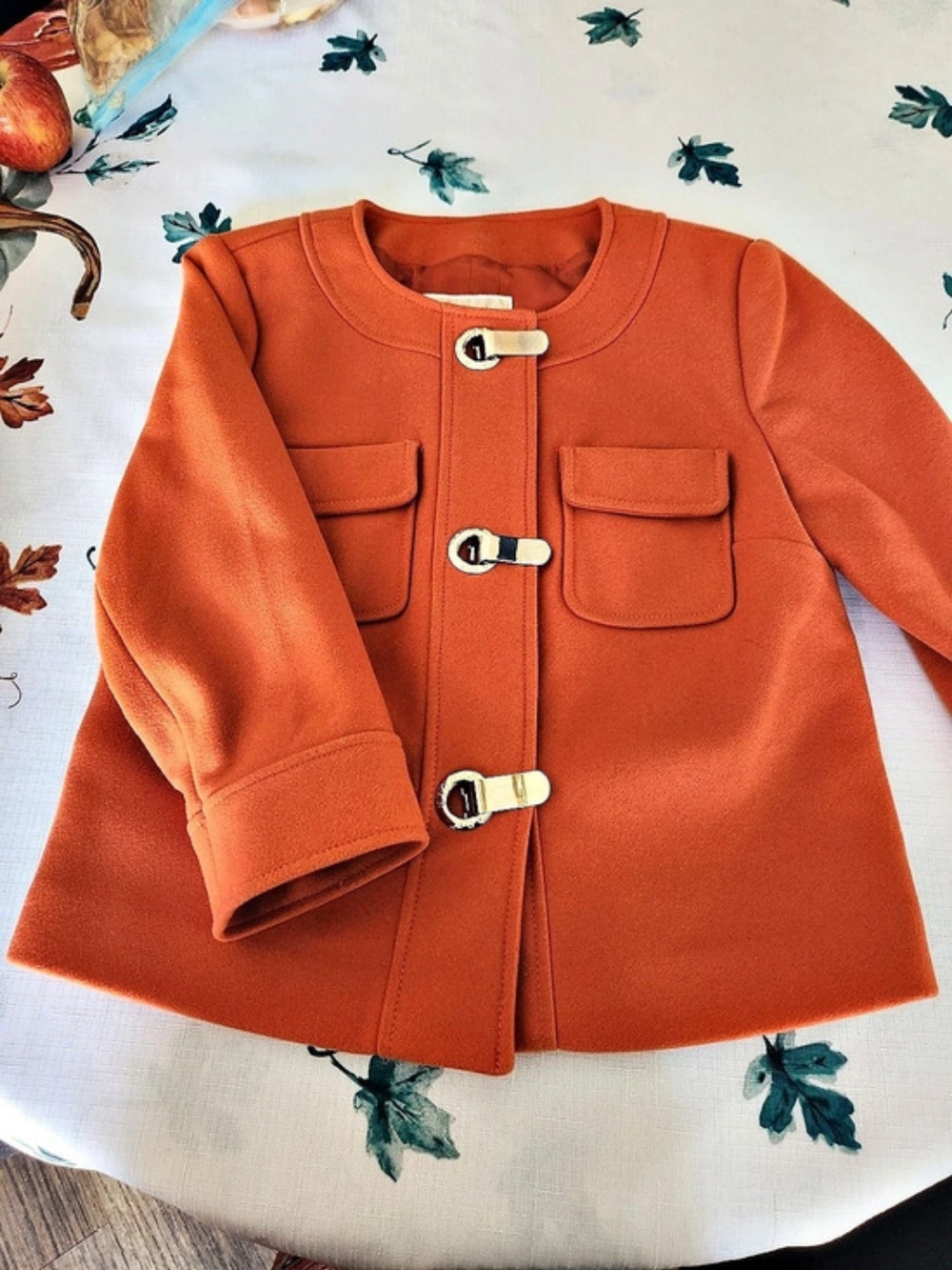 Michael Kors Women'Small Orange Toggle Jacket Size Small Like New - Picture 2 of 4